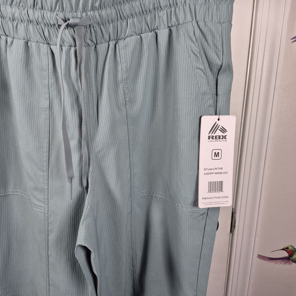 RBX Activewear Ribbed Jogger/Athleisure Pants w Pockets - Seafoam Green Size M - Picture 2 of 8